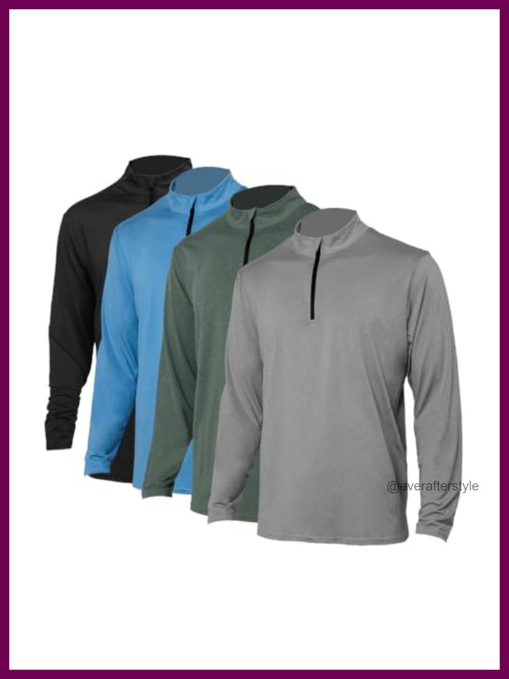 Men's Quarter Zip Long Sleeve Running Shirts Moisture Wicking Athletic Tops